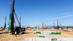 P14 Cimentaciones working with Junttan rigs at the New Amazon Logistic Warehouse in Barcelona, Spain on September 2016.